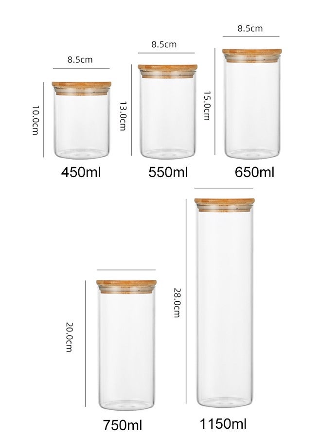 6 Piece Glass Food Storage Container Set - Airtight Bamboo Lids - Kitchen Cabinet Organizers - Image 2