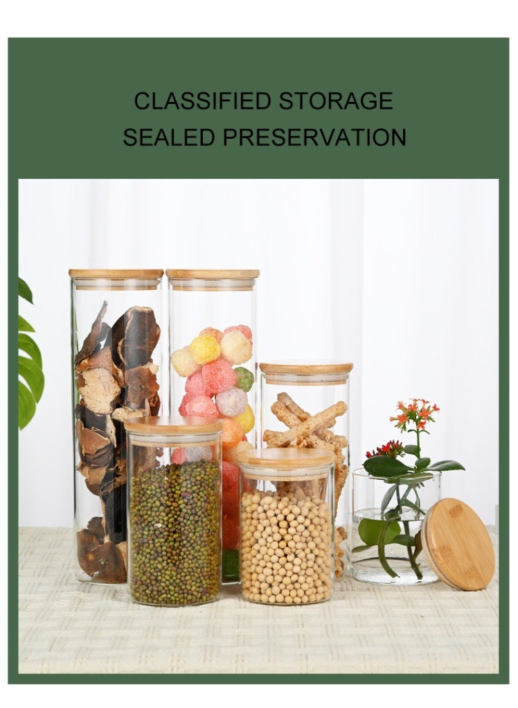 6 Piece Glass Food Storage Container Set - Airtight Bamboo Lids - Kitchen Cabinet Organizers - Image 4