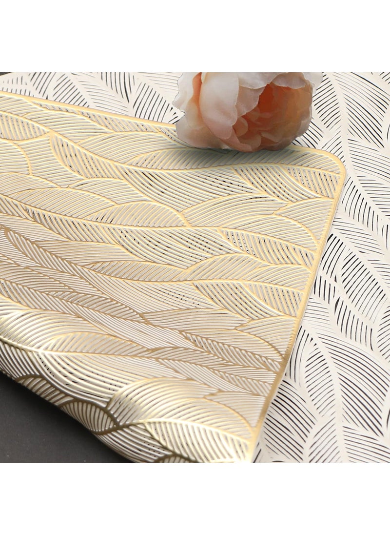 Dakshya Industries Dakshya Industries PVC Pack of 2 Leaves Rectangle Shape Cutwork Design for Kitchen Restaurant Dining Table mats and Dressing Table mats Gold  - Image 3