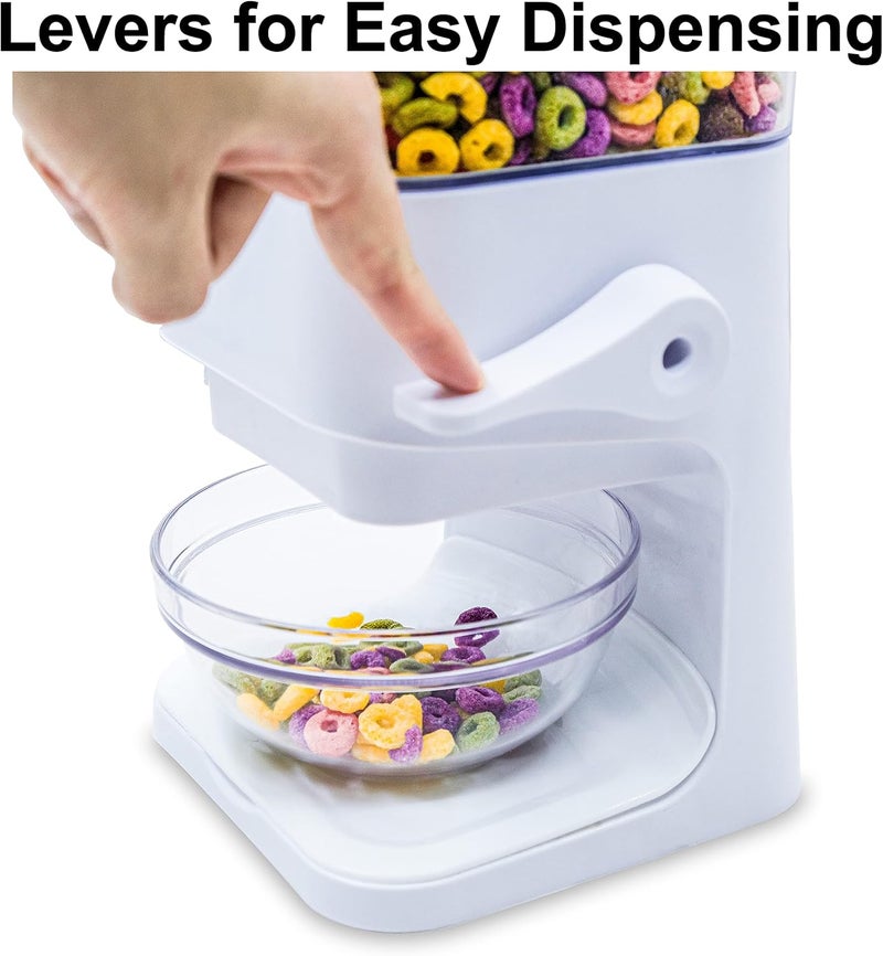 Zeadesign Cereal Dispenser Countertop with lids, 5L Organization and Storage Containers for Kitchen and pantry, Plastic Containers for food, Cereal, Rice, Beans, Grains, Nuts, Oatmeal, Pet food, White, 1Pc - Image 2