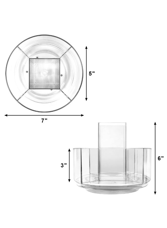 Kidepoch حامل أقلام أكريليك دوار، حامل أقلام شفاف للمكتب، حامل فرش مكياج دوار 360 درجة ومنظم تخزين، منظم مكتب حديث للمدرسة والمنزل والمكتب. - Image 2