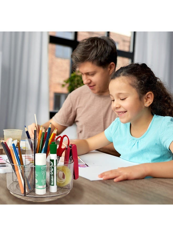 Kidepoch حامل أقلام أكريليك دوار، حامل أقلام شفاف للمكتب، حامل فرش مكياج دوار 360 درجة ومنظم تخزين، منظم مكتب حديث للمدرسة والمنزل والمكتب. - Image 4