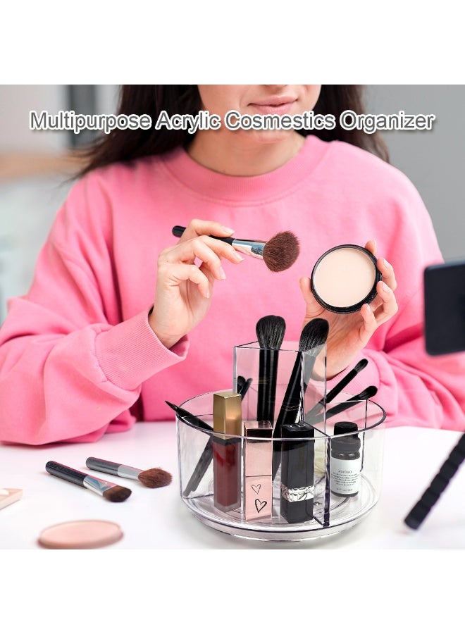 Kidepoch حامل أقلام أكريليك دوار، حامل أقلام شفاف للمكتب، حامل فرش مكياج دوار 360 درجة ومنظم تخزين، منظم مكتب حديث للمدرسة والمنزل والمكتب. - Image 5