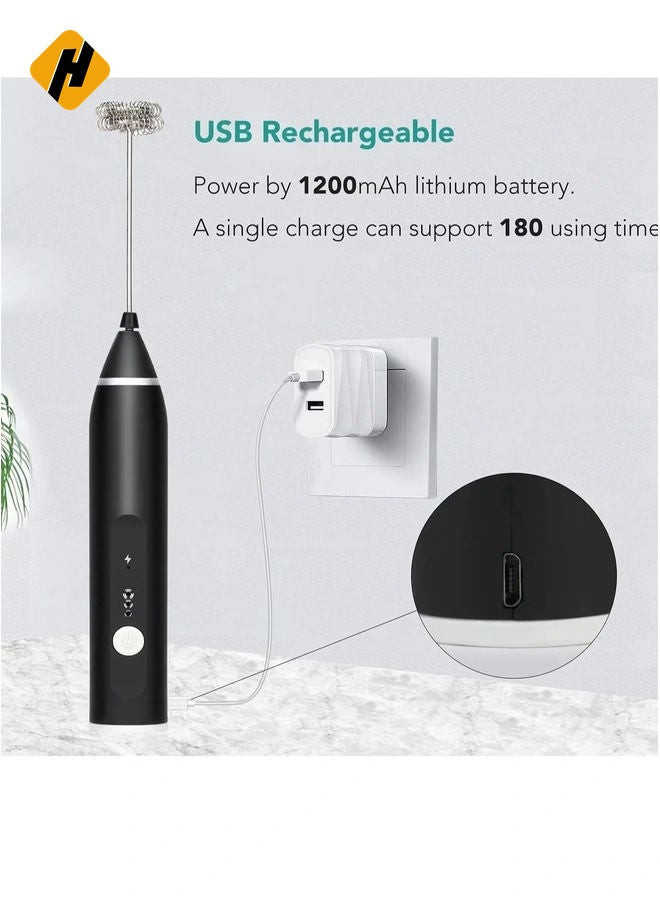 هوها 3 في 1 صانع الرغوة الكهربائية ، خافق البيض ، خلاط الشراب.USB قابلة لإعادة الشحن ، الخلاط المصغر للقهوة لاتيه كابتشينو الشوكولاتة الساخنة  - Image 2