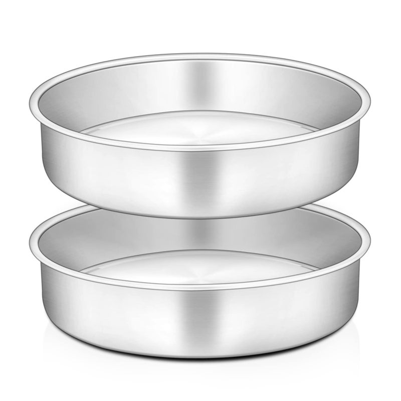 HaWare Cake Tin Set of 2 95 inch Stainless Steel Round Baking Pan Layer Cake Tin for Birthday Wedding Healthy  NonToxic Mirror Polished  Dishwasher Safe 24cm