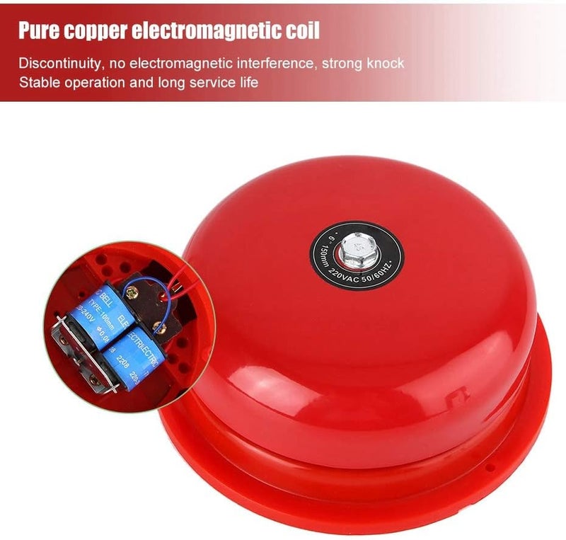 klarako Electric Bell 100db Stainless Steel Internal Strike Type Security Bell for Fire Alarm, Emergency Evacuation, School, Station(220V) - Image 4