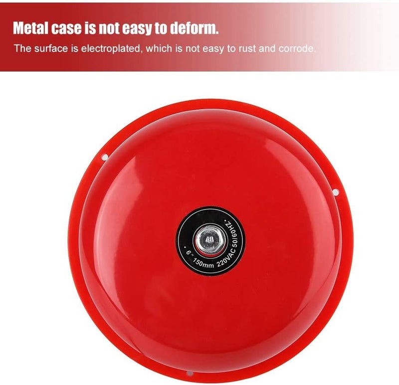 klarako Electric Bell 100db Stainless Steel Internal Strike Type Security Bell for Fire Alarm, Emergency Evacuation, School, Station(220V) - Image 5