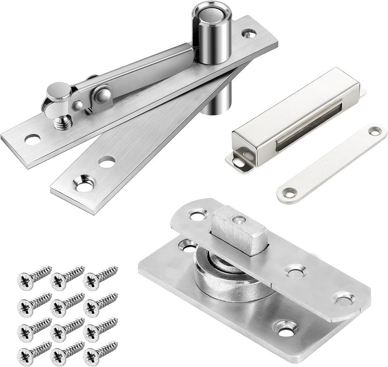 HBL 330 LBS Pivot Hinge Set with Magnetic Door Catch for Large & Heavy Wood Doors – ’ Hidden Pivot Door Hardware for Bookshelves, Built-in Ball Bearings for Smooth & Quiet Operation. - Image 1