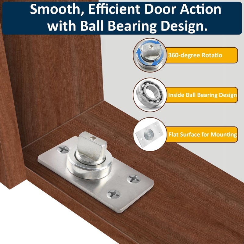 HBL 330 LBS Pivot Hinge Set with Magnetic Door Catch for Large & Heavy Wood Doors – ’ Hidden Pivot Door Hardware for Bookshelves, Built-in Ball Bearings for Smooth & Quiet Operation. - Image 2