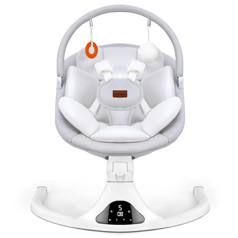 Electric Baby Swing with Remote Control, 5 Speed Adjustable, Machine Washable Seat Pad, Bluetooth Connection (Gray) - Image 1