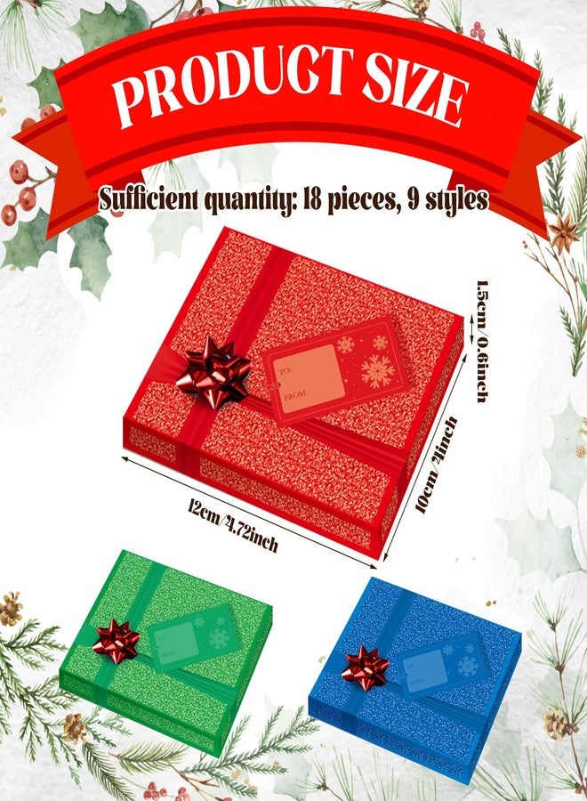 Patelai 18 Pcs Christmas Gift Card Holder Boxes Glitter Gift Card Box with Red Wrapping Bow Small Gift Card Holders Christmas Giftcard Containers Gift Wrap Boxes for Xmas Holiday Party (Bright Color - Image 2