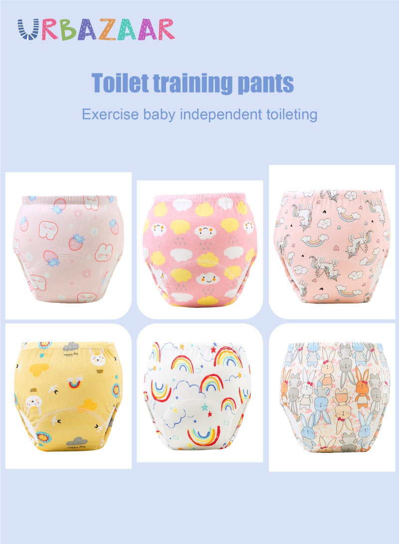 URbazaar 6PCS Baby Potty Training Pants, Breathable Potty Training Underwear, Toddler Learning Training Pants for Girls & Boys 6 Layers Strong Absorbent Cotton Training Underwear - Image 2