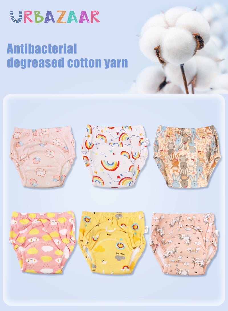 URbazaar 6PCS Baby Potty Training Pants, Breathable Potty Training Underwear, Toddler Learning Training Pants for Girls & Boys 6 Layers Strong Absorbent Cotton Training Underwear - Image 3