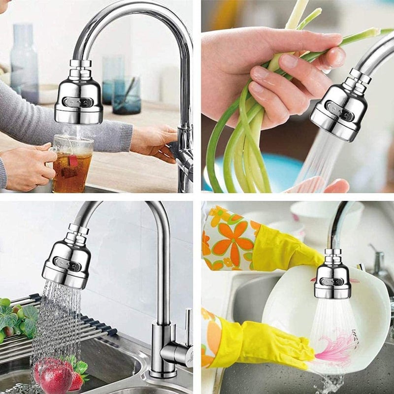 PLENARO PLENARO 3 Pcs Kitchen Tap Spray Head 360 Swivel Tap Aerator 3 Mode Adjustable Faucet Extender Rotatable AntiSplash Faucet Sprayer Attachment for Bathroom Kitchen SHORT - Image 5