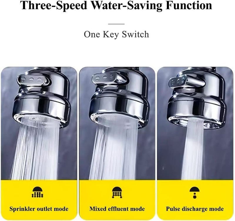 PLENARO PLENARO 3 Pcs Kitchen Tap Spray Head 360 Swivel Tap Aerator 3 Mode Adjustable Faucet Extender Rotatable AntiSplash Faucet Sprayer Attachment for Bathroom Kitchen SHORT - Image 3