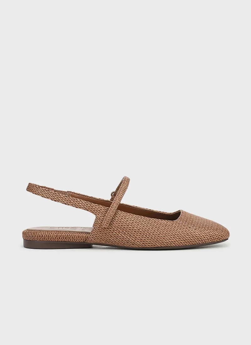 Naturalizer Womens NACONNIE Woven Slingback Flat, Tan