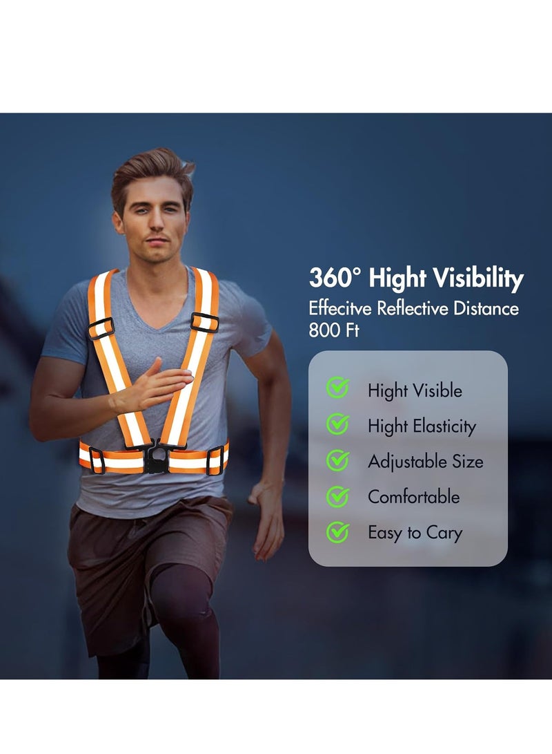Generic 1 Piece Adjustable Reflective Visibility Elastic Safety Belt For Night Running Construction Traffic Warehouse Visibility Security Jacket Reflective Strips Gear (Orange)  - Image 3
