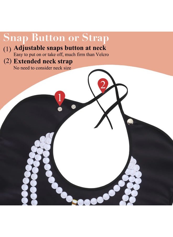 Wentur Adult Bibs for Women Washable Reusable - Waterproof Adult Bibs for Eating with Crumb Catcher - Adjustable Dining Clothing Protectors for Adults Seniors Elderly (Pearl Necklace Bibs -3 Pack) - Image 3