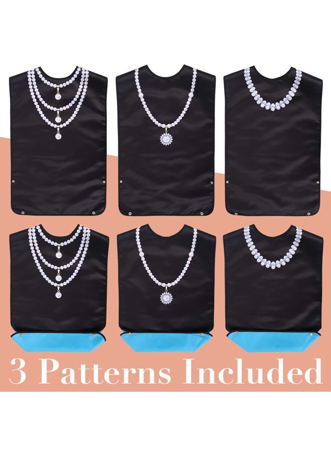 Wentur Adult Bibs for Women Washable Reusable - Waterproof Adult Bibs for Eating with Crumb Catcher - Adjustable Dining Clothing Protectors for Adults Seniors Elderly (Pearl Necklace Bibs -3 Pack) - Image 5