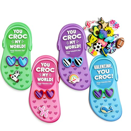 48Pcs Valentines Day Cards for KidsValentines Gifts for Kids Valentine Cards with Shoe Charms Bulk Funny Valentine Exchange Card for Boys Girls Toddler Class Classroom Gift Party Favors - Image 1