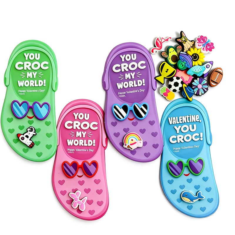 48Pcs Valentines Day Cards for KidsValentines Gifts for Kids Valentine Cards with Shoe Charms Bulk Funny Valentine Exchange Card for Boys Girls Toddler Class Classroom Gift Party Favors - Image 3