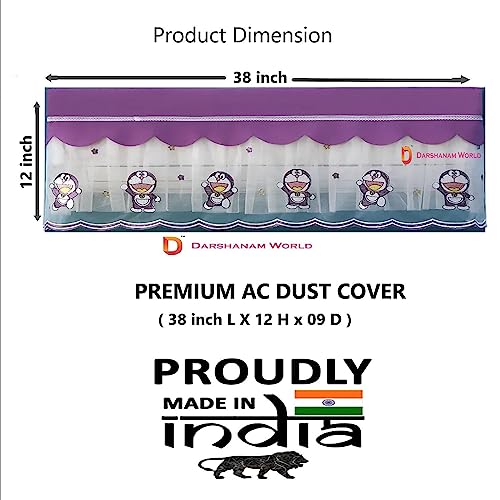 DARSHANAM WORLD jacquard fabric Cute Doremon Cartoon Printed AC Cover For 1.5 Ton,Indoor AC Dust Protection Cover,Folding Adjustable Designer AC Split Cover (Cute Doremon 1.5 Ton (Purple)) - Image 5