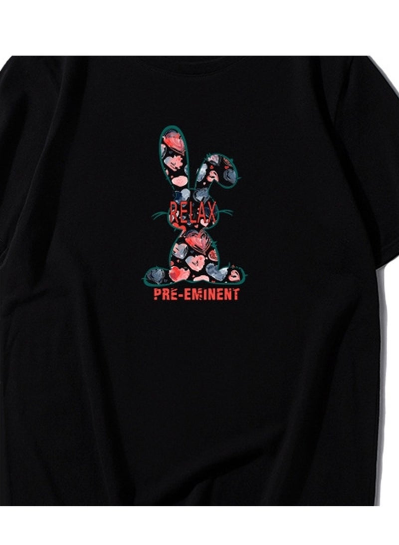 بطاقة طوق مستدير جديد من القطن القصير -sleeved t -shirt - Image 4