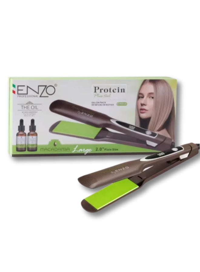 ENZO Professional مكواة شعر سيراميك احترافية ENZO EN-3991L – درجة حرارة قابلة للتعديل، تسخين سريع، وإصدار دولي بزاوية 360 درجة - Image 2