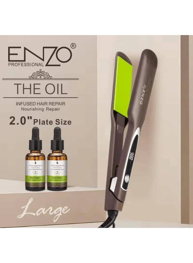 ENZO Professional مكواة شعر سيراميك احترافية ENZO EN-3991L – درجة حرارة قابلة للتعديل، تسخين سريع، وإصدار دولي بزاوية 360 درجة - Image 4