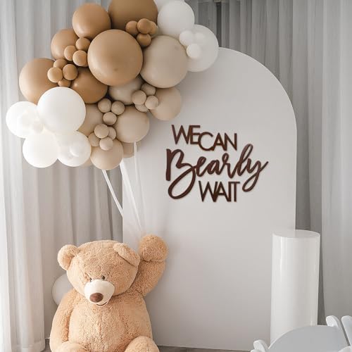 MASTRON We Can Bearly Wait Sign for Backdrop - Teddy Bear Themed Baby Party Banner Boy Girl Baby Shower Gender Reveal 1st Birthday Felt Letter Wall Decor Photography Background - Brown - Image 5