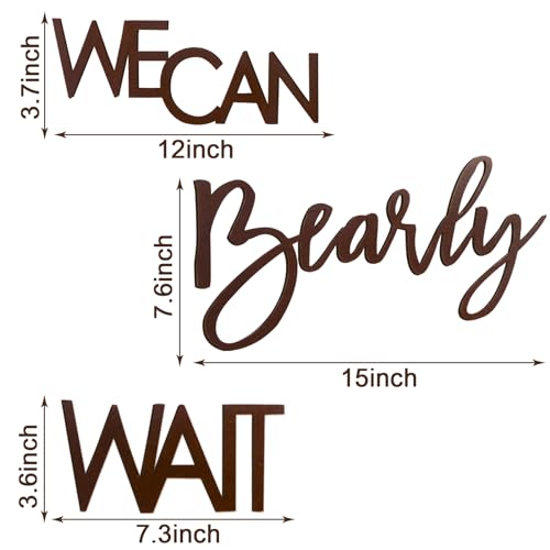 MASTRON We Can Bearly Wait Sign for Backdrop - Teddy Bear Themed Baby Party Banner Boy Girl Baby Shower Gender Reveal 1st Birthday Felt Letter Wall Decor Photography Background - Brown - Image 2