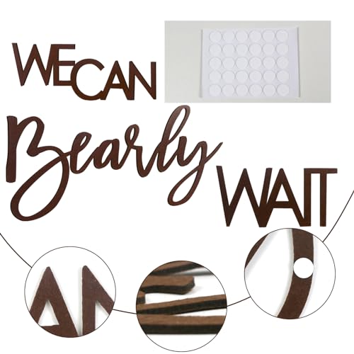 MASTRON We Can Bearly Wait Sign for Backdrop - Teddy Bear Themed Baby Party Banner Boy Girl Baby Shower Gender Reveal 1st Birthday Felt Letter Wall Decor Photography Background - Brown - Image 4