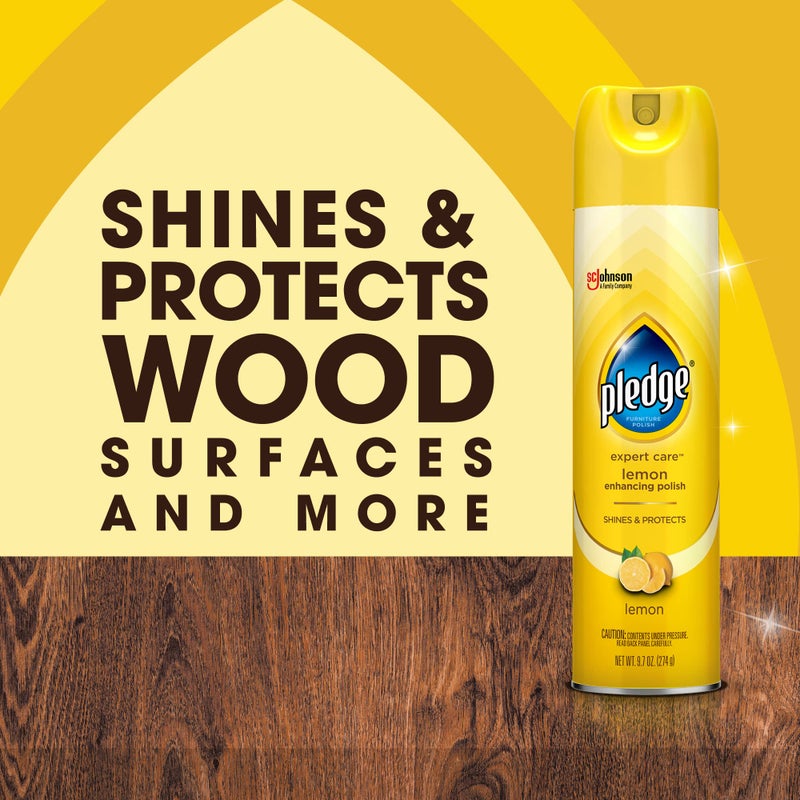 Pledge Enhancing Polish, Furniture & Wood Spray, Lemon Scent, 9.7oz (Pack of 3) - Image 3