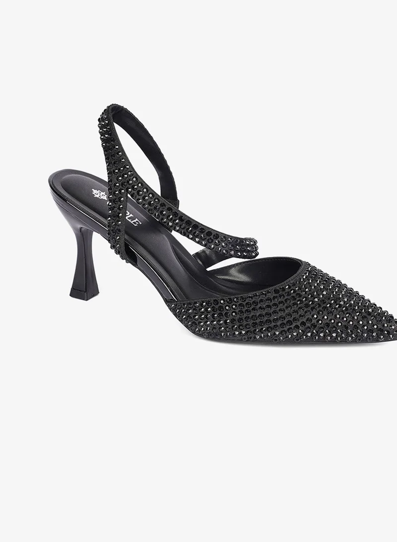 Cuple Ladies Mid heel slingback mules embellished