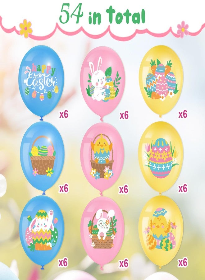Threan 54 Pcs Happy Easter Balloons Decoration 12 Inch Easter Bunny Pastel Latex Balloons for Spring Bunny Party Favor Indoor Outdoor Supplies Decor - Image 3