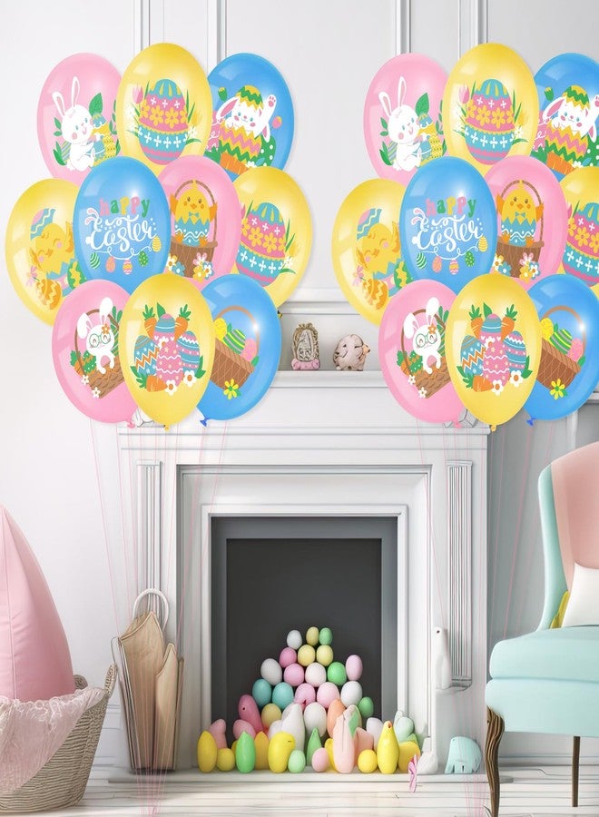 Threan 54 Pcs Happy Easter Balloons Decoration 12 Inch Easter Bunny Pastel Latex Balloons for Spring Bunny Party Favor Indoor Outdoor Supplies Decor - Image 4