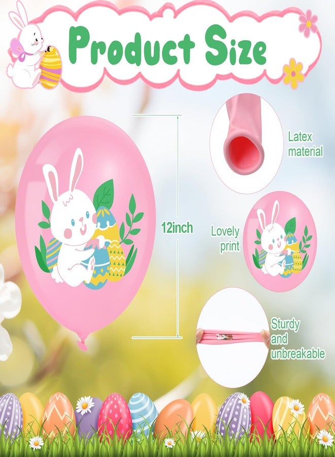 Threan 54 Pcs Happy Easter Balloons Decoration 12 Inch Easter Bunny Pastel Latex Balloons for Spring Bunny Party Favor Indoor Outdoor Supplies Decor - Image 2
