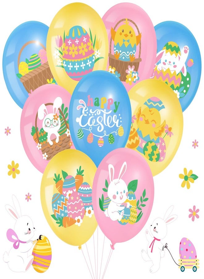 Threan 54 Pcs Happy Easter Balloons Decoration 12 Inch Easter Bunny Pastel Latex Balloons for Spring Bunny Party Favor Indoor Outdoor Supplies Decor - Image 1