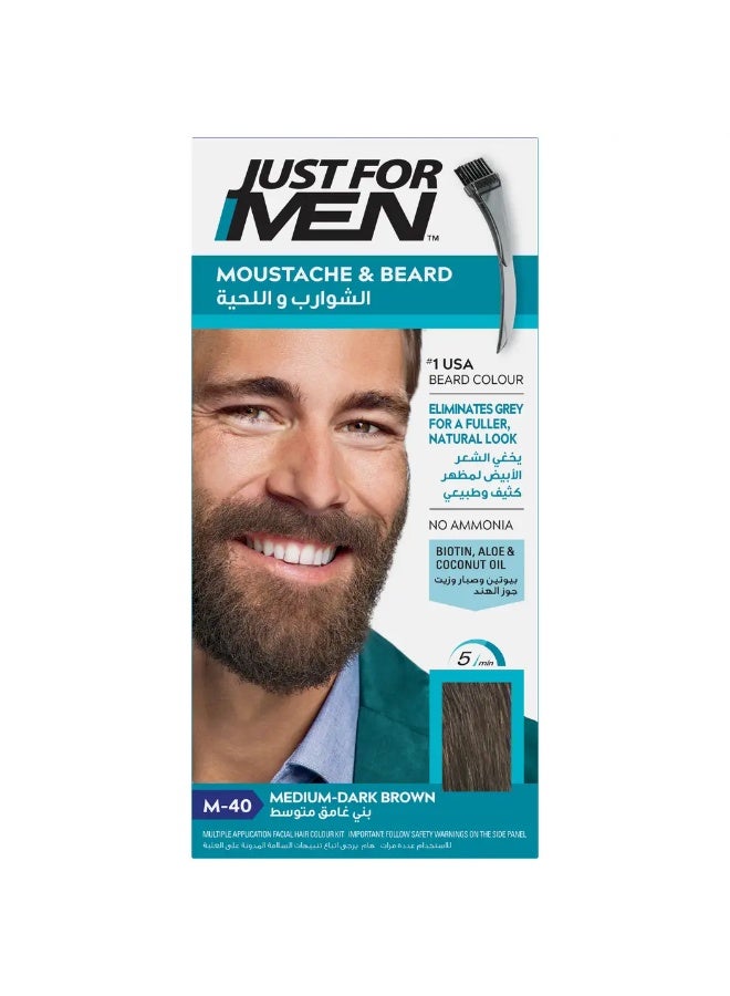 Just For Men Moustache  Beard Medium Dark Brown -M 40 - Image 1