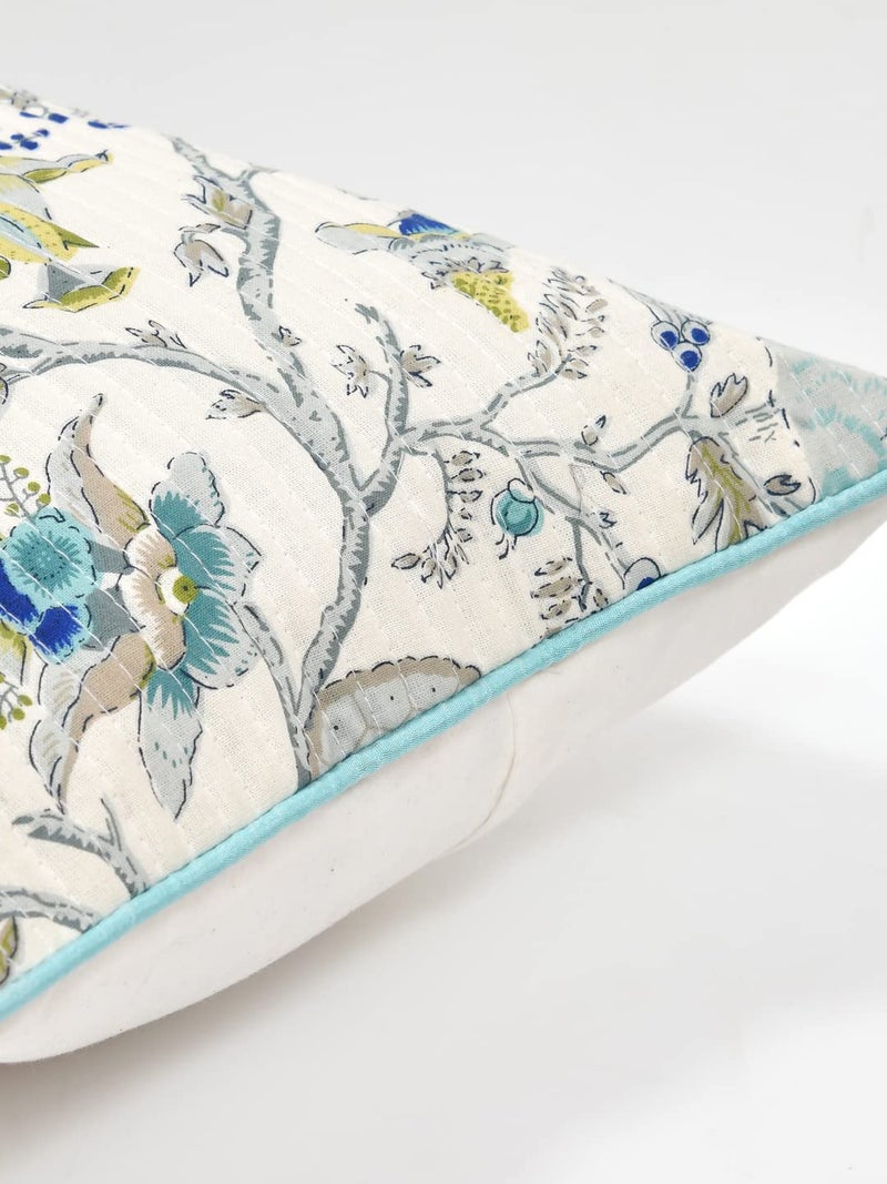 Blushome Cushion Covers Set of 2 12x18 Inches Teal Grey Leaves - Image 5