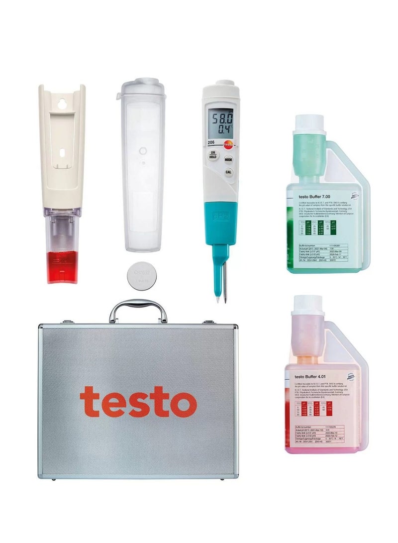 TESTO 206-pH2 Food pH and Temperature Meter Starter Set (Order Code: 0563 2066)