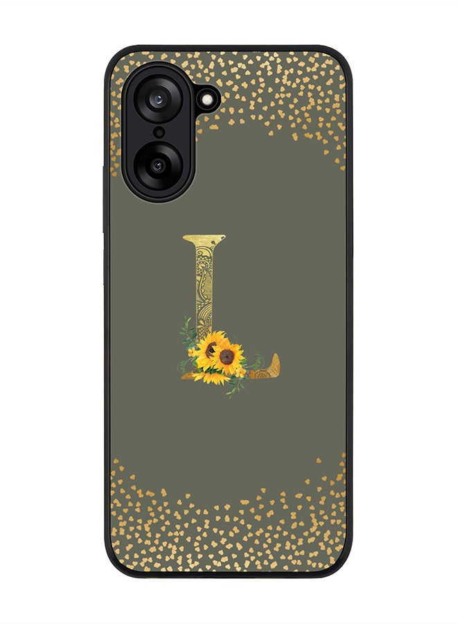 Stylizedd For OnePlus Nord CE5 / Ace 5 Racing Case,Slim fit Camera Protection, Shockproof Thin Phone cover  - Custom Floral Monogram - L  (Olive Green )