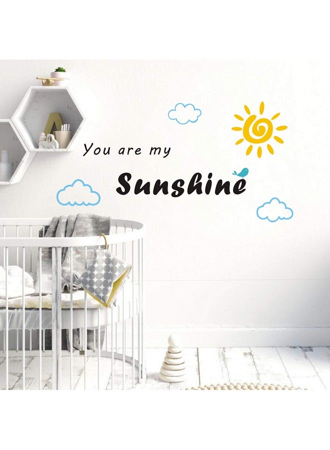 Yyart You Are My Sunshine Quote Wall Stickers Vinyl Wall Art Decal for Kids Boy Girl Bedroom Clouds Sun Wall Decor A65 (Yellow Sun) - Image 2