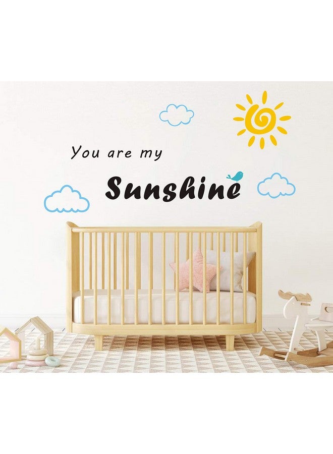 Yyart You Are My Sunshine Quote Wall Stickers Vinyl Wall Art Decal for Kids Boy Girl Bedroom Clouds Sun Wall Decor A65 (Yellow Sun) - Image 1