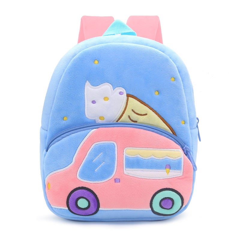 Plush Kids Backpack, Ice Cream Truck Vehicle Design, Soft Lightweight School Bag for Toddlers and Preschool Kids - Image 1