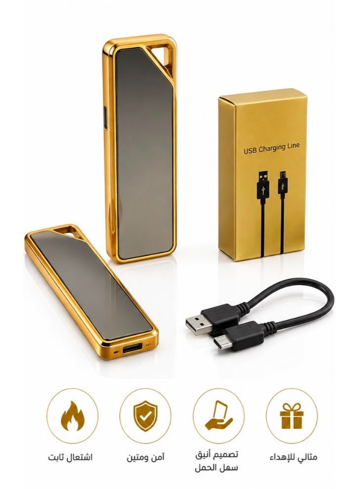 USB Windproof Flameless Electric Lighter, Multicolor – Rechargeable Slim Design - Image 1