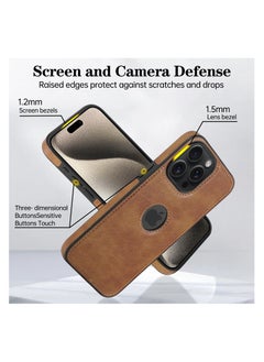 Mikki iPhone 15 Pro Max Case, Vegan Leather Protective Case for iPhone 15 Pro Max 6.7", Luxury, Elegant and Beautiful Design Cover, Non-Slip Vintage Looking Perfect Stitching Leather Case (Brown)  - Image 3