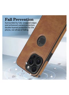 Mikki iPhone 15 Pro Max Case, Vegan Leather Protective Case for iPhone 15 Pro Max 6.7", Luxury, Elegant and Beautiful Design Cover, Non-Slip Vintage Looking Perfect Stitching Leather Case (Brown)  - Image 4