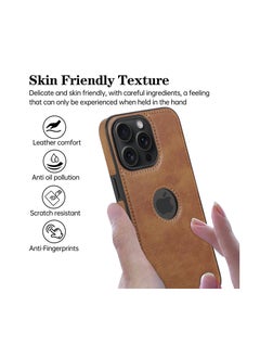 Mikki iPhone 15 Pro Max Case, Vegan Leather Protective Case for iPhone 15 Pro Max 6.7", Luxury, Elegant and Beautiful Design Cover, Non-Slip Vintage Looking Perfect Stitching Leather Case (Brown)  - Image 5