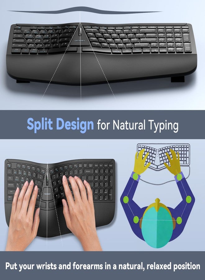 TECKNET Ergonomic Keyboard, Rechargeable - Image 2